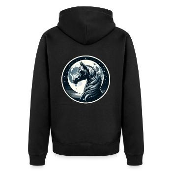 Arabische Pferdekunst - Unisex Premium Bio Zip Hoodie - Schwarz - Hinten - Nico (187cm)