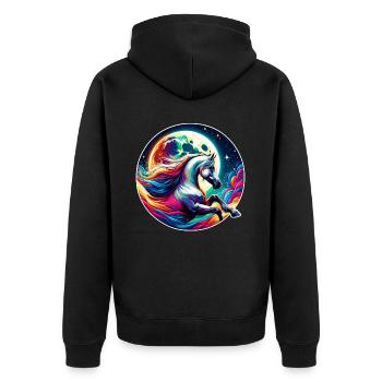 Arabische Pferdekunst - Unisex Premium Bio Zip Hoodie - Schwarz - Hinten - Nico (187cm)