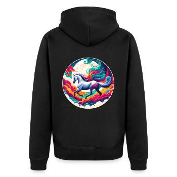 Arabische Pferdekunst - Unisex Premium Bio Zip Hoodie - Schwarz - Hinten - Nico (187cm)