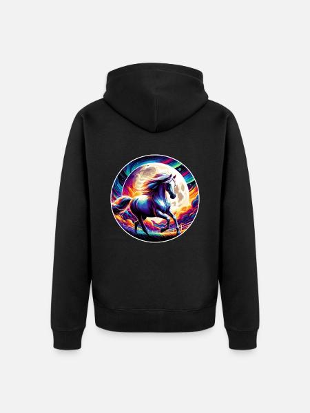 Arabische Pferdekunst - Unisex Premium Bio Zip Hoodie - Schwarz