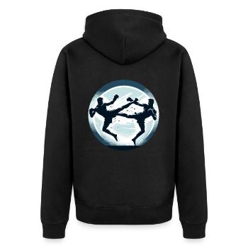 Muay Thai Image - Unisex Premium Organic Zip Hoodie - black - Back - Nico (187cm)
