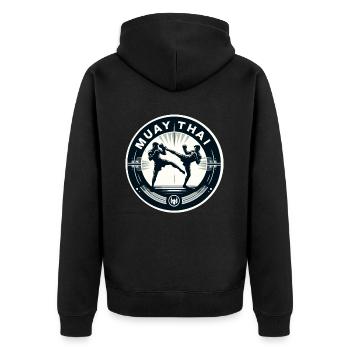 Muay Thai Illustration - Unisex Premium Organic Zip Hoodie - black - Back - Nico (187cm)