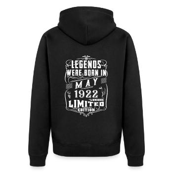 Anniversaire Mai 1922 Année Edition Limitée - Veste à capuche bio Premium Unisexe - noir - Dos - Nico (187cm)