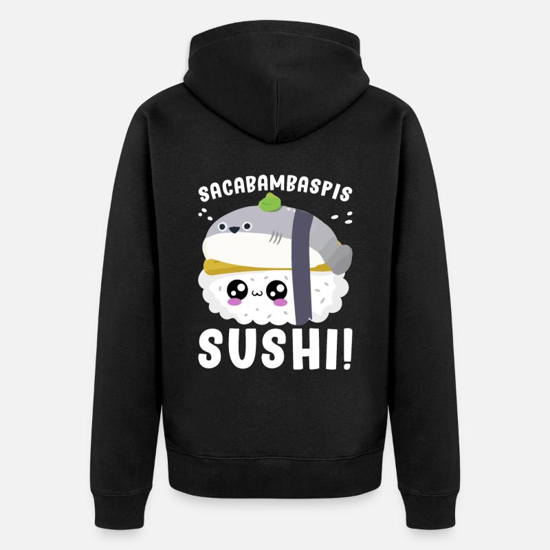 Poisson Meme Cuisine Japonaise - Veste à capuche bio Premium Unisexe - noir