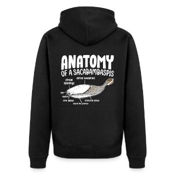 Fisch Meme - Unisex Premium Bio Zip Hoodie - Schwarz - Hinten - Nico (187cm)