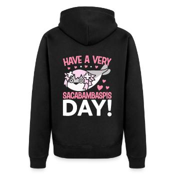 Drôle De Poisson Meme - Veste à capuche bio Premium Unisexe - noir - Dos - Nico (187cm)