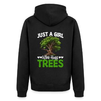 Tree hugger - Unisex Premium Organic Zip Hoodie - black - Back - Nico (187cm)
