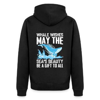 Que la beauté de la mer soit un cadeau pour tous - Veste à capuche bio Premium Unisexe - noir - Dos - Nico (187cm)