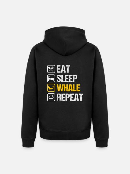 Eat Sleep Whale Repeat - Unisex Premium Organic Zip Hoodie - black