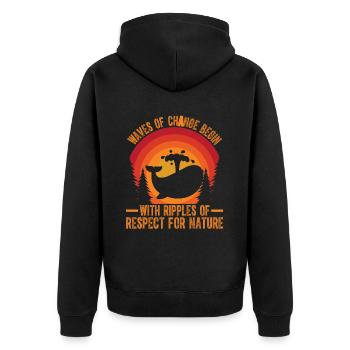 Waves of Change begin with ripples of respect for - Unisex Premium Organic Zip Hoodie - black - Back - Nico (187cm)
