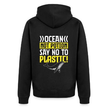 Ocean not potion say no to plastic - Unisex Premium Organic Zip Hoodie - black - Back - Nico (187cm)