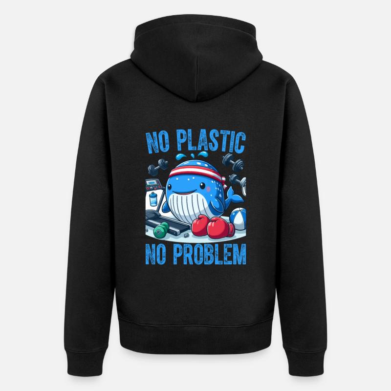 No Plastic No Problem - Unisex Premium Organic Zip Hoodie - black