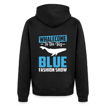 Whalecome au défilé de mode du grand bleu - Veste à capuche bio Premium Unisexe - noir - Dos - Nico (187cm)
