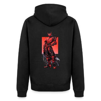 Mecha Demon Knight Shounen Manga Fantasy Anime - Unisex Premium Bio Zip Hoodie - Schwarz - Hinten - Nico (187cm)
