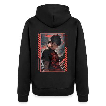 Punk Anime Demonic Dragons Japanese Vaporwave - Unisex Premium Bio Zip Hoodie - Schwarz - Hinten - Nico (187cm)