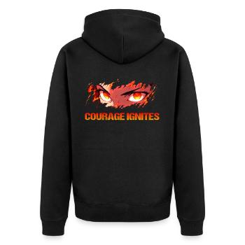 Courage Ignites Anime Eyes Shounen Manga Otaku - Unisex Premium Bio Zip Hoodie - Schwarz - Hinten - Nico (187cm)