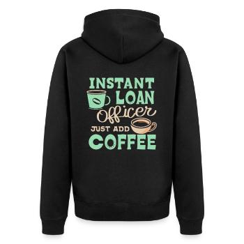 Mortgage Loan Officer Coffee Lover Underwriting Br - Unisex Premium Bio Zip Hoodie - Schwarz - Hinten - Nico (187cm)
