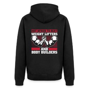 Not Afraid To Beat Weight Lifters Exercise Arm - Unisex Premium Organic Zip Hoodie - black - Back - Nico (187cm)