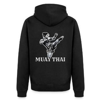 Muay Thai Woman - Unisex Premium Organic Zip Hoodie - black - Back - Nico (187cm)