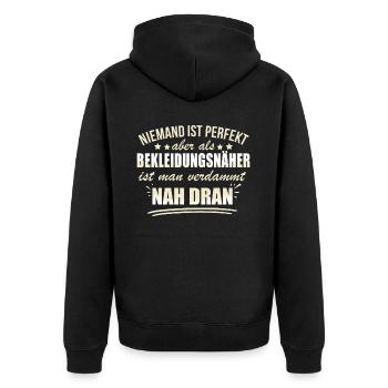 Lustige Bekleidungsnäher Beruf Arbeit Herstellung - Unisex Premium Organic Zip Hoodie - black - Back - Nico (187cm)