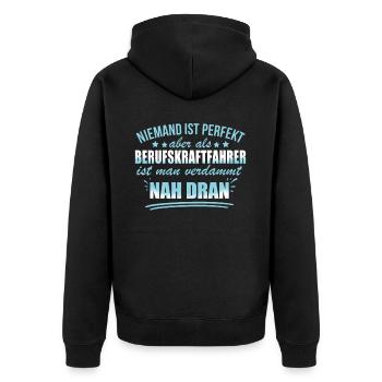 Lustige Berufskraftfahrer Beruf Arbeit Transport - Unisex Premium Organic Zip Hoodie - black - Back - Nico (187cm)