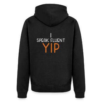 Funny Gifts for Fox Lovers - Unisex Premium Organic Zip Hoodie - black - Back - Nico (187cm)