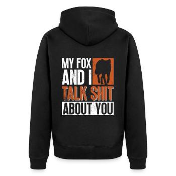 Funny Gifts for Fox Lovers - Unisex Premium Organic Zip Hoodie - black - Back - Nico (187cm)