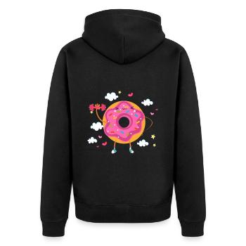 Donut sur le thème Donut pulvérisé drôle mignon - Veste à capuche bio Premium Unisexe - noir - Dos - Nico (187cm)