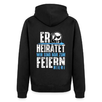 JGA T-Shirt Männer Junggesellenabschied T-Shirt - Unisex Premium Bio Zip Hoodie - Schwarz - Hinten - Nico (187cm)