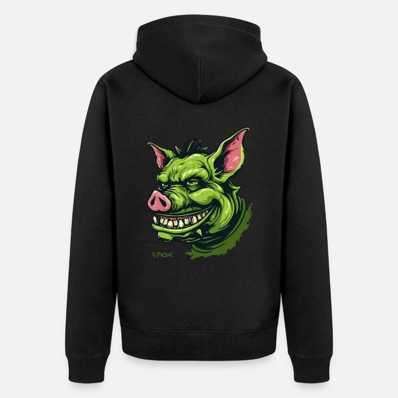 Cochon gobelin vert - Veste à capuche bio Premium Unisexe - noir