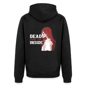 Dead inside Skeleton Anime Soft Grunge Emo - Unisex Premium Bio Zip Hoodie - Schwarz - Hinten - Nico (187cm)