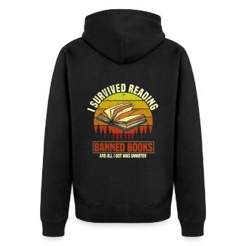 Banned Books Lovers Read Book Books - Unisex Premium Organic Zip Hoodie - black - Back - Nico (187cm)