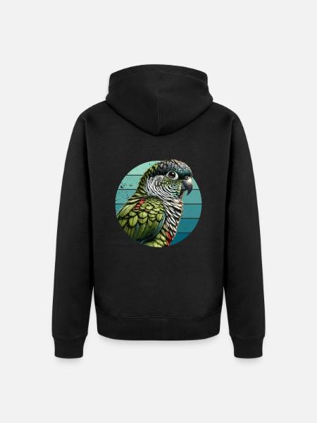 Grünwangen-Conure-Kunst Niedliche Conure - Unisex Premium Bio Zip Hoodie - Schwarz