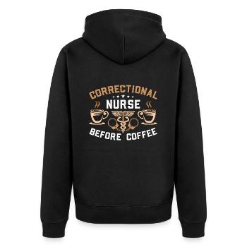 Correctional Nurse Before Medicine Coffee Lover - Unisex Premium Bio Zip Hoodie - Schwarz - Hinten - Nico (187cm)