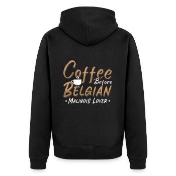 Belgian Malinois Lover Coffee Canine Coffee Lover - Unisex Premium Bio Zip Hoodie - Schwarz - Hinten - Nico (187cm)