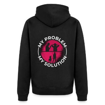 Belgian Malinois Lover My Problem My Pictogram Mom - Unisex Premium Organic Zip Hoodie - black - Back - Nico (187cm)