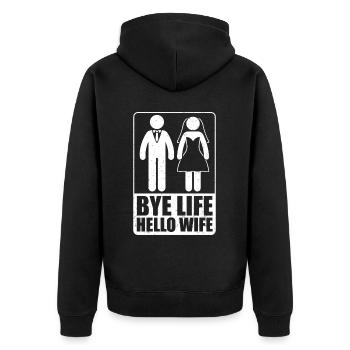 Junggeselle Jungesellenabschied - Unisex Premium Bio Zip Hoodie - Schwarz - Hinten - Nico (187cm)