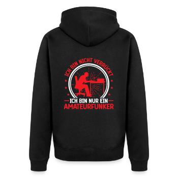 Amateurfunker ist nicht verrückt Funkamateur - Unisex Premium Bio Zip Hoodie - Schwarz - Hinten - Nico (187cm)