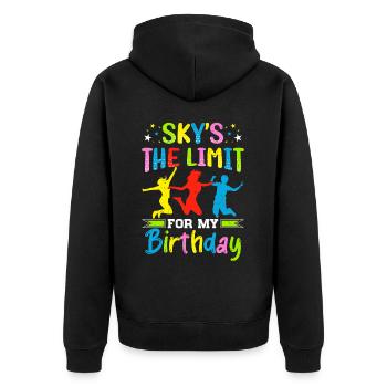 Trampolin Geburtstagsparty - Unisex Premium Bio Zip Hoodie - Schwarz - Hinten - Nico (187cm)