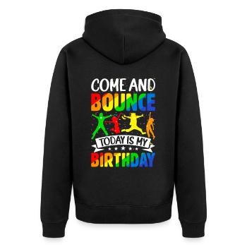 Fête d’anniversaire trampoline - Veste à capuche bio Premium Unisexe - noir - Dos - Nico (187cm)