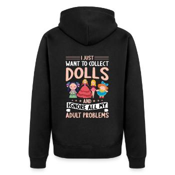 Collectible Doll Porcelain Doll Antique - Unisex Premium Organic Zip Hoodie - black - Back - Nico (187cm)