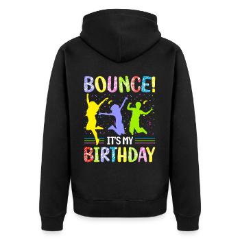 Fête d’anniversaire trampoline - Veste à capuche bio Premium Unisexe - noir - Dos - Nico (187cm)
