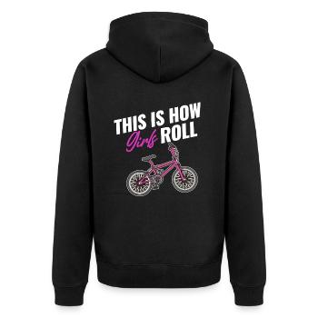 So Rollen Mädels Bmx Racing Automobil Triathlon - Unisex Premium Bio Zip Hoodie - Schwarz - Hinten - Nico (187cm)