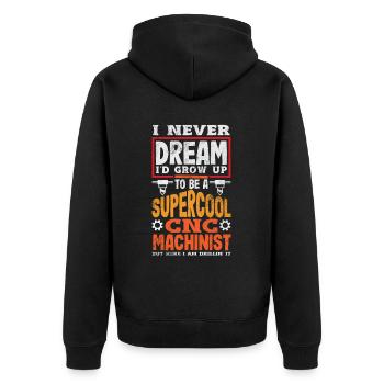 Machiniste CNC drôle - Veste à capuche bio Premium Unisexe - noir - Dos - Nico (187cm)