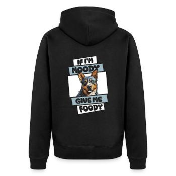 Australischer Rinderhund Witzig - Unisex Premium Bio Zip Hoodie - Schwarz - Hinten - Nico (187cm)