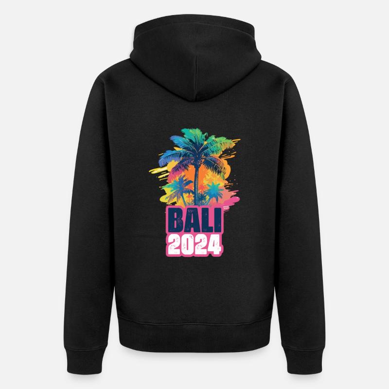 Bali 2024 Vacances Palm Blob - Veste à capuche bio Premium Unisexe - noir