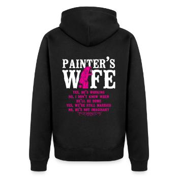 Femme peintre décoratrice en bâtiment - Veste à capuche bio Premium Unisexe - noir - Dos - Nico (187cm)