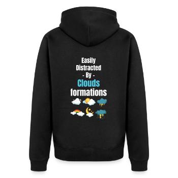 Leicht Abgelenkt Von Wolkenformationen Lustiger - Unisex Premium Bio Zip Hoodie - Schwarz - Hinten - Nico (187cm)