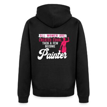 Peintre en bâtiment Décorateur Femme - Veste à capuche bio Premium Unisexe - noir - Dos - Nico (187cm)