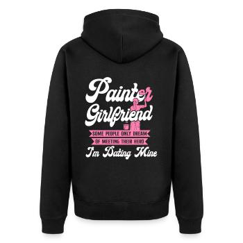 Petite amie peintre décoratrice en bâtiment - Veste à capuche bio Premium Unisexe - noir - Dos - Nico (187cm)